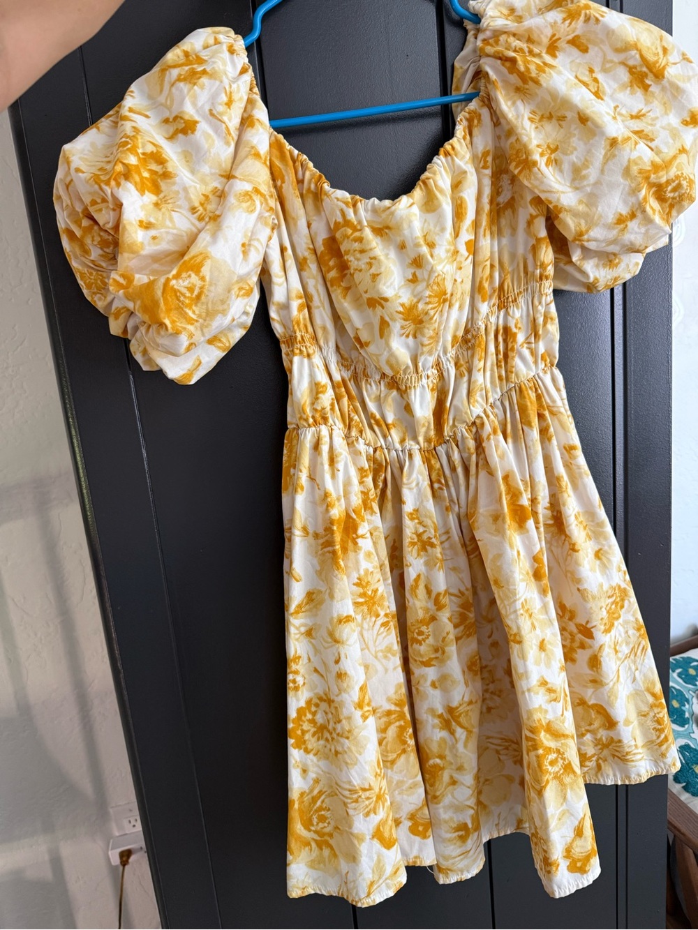 Abercrombie & Fitch Yellow Floral Puff Sleeve Dress
